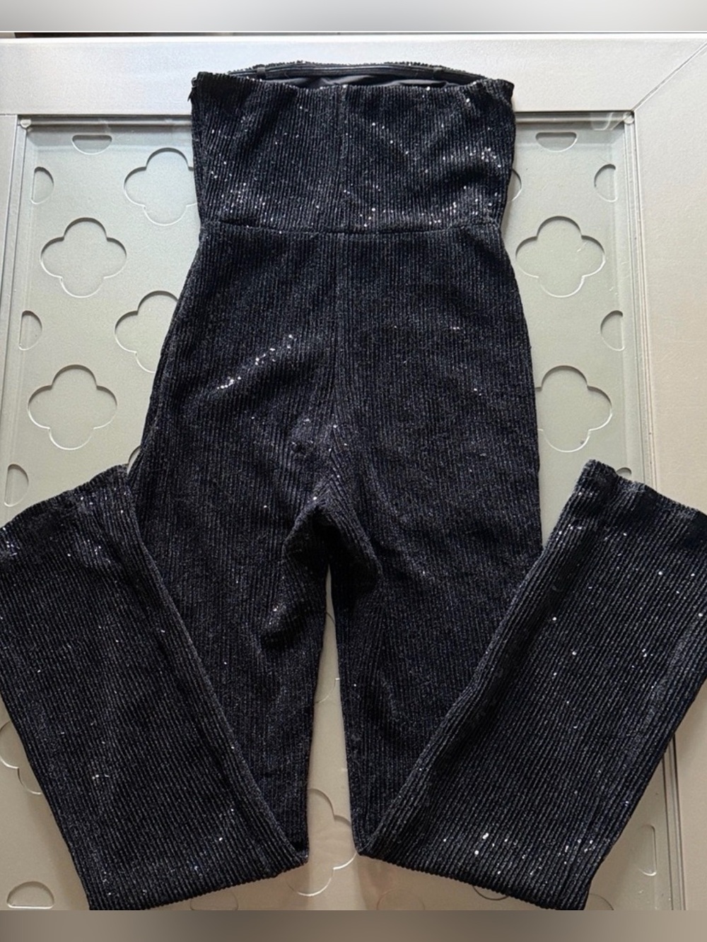 🆕 WILD FABLE Black Sequin Jumpsuit NWT Size XS Strapless - Picture 8 of 16